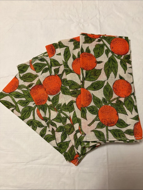 Vintage Other - Vintage MCM Linen Napkins Set of 6 Orange Citrus